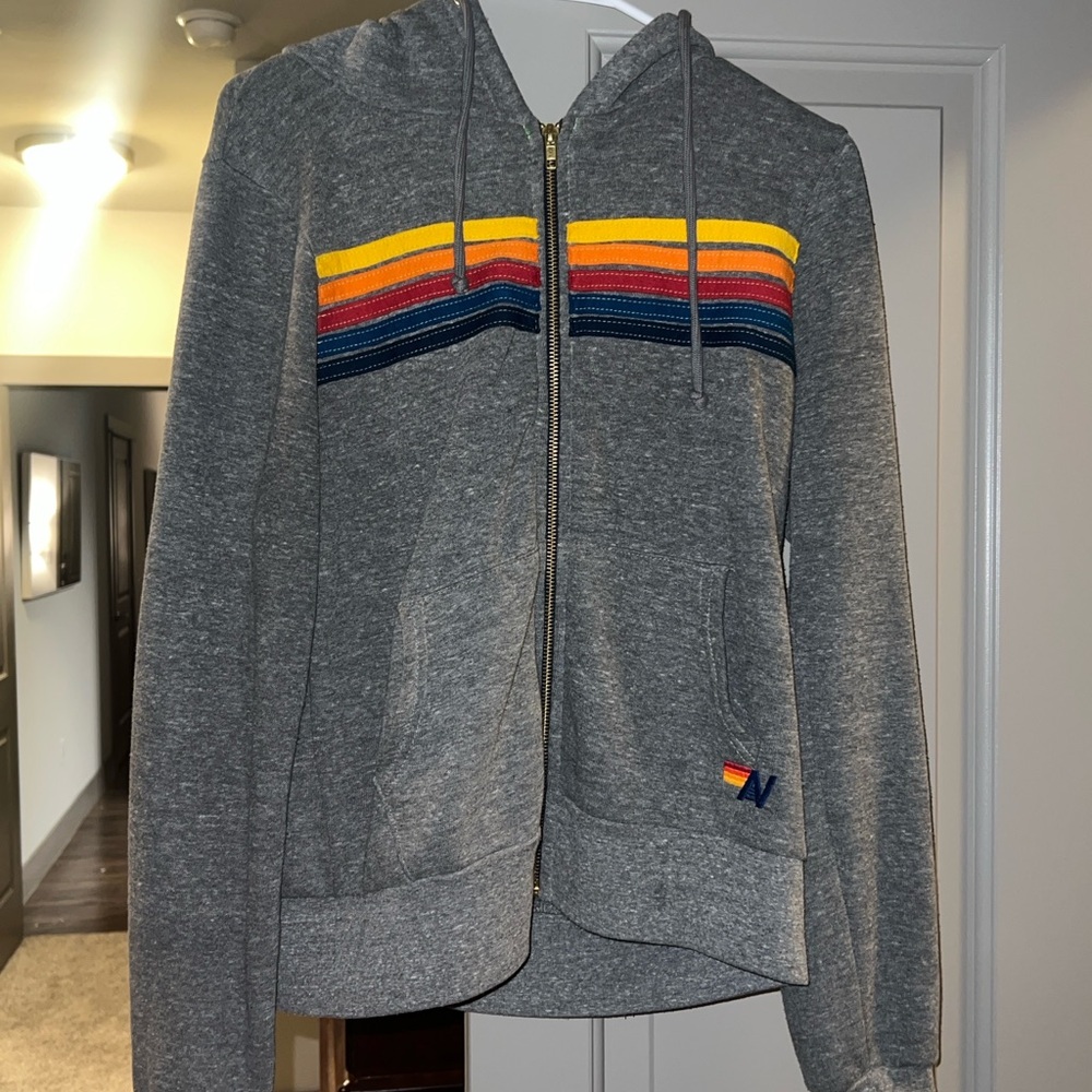 Aviator Nation Gray Hoodie with Colorful Accents